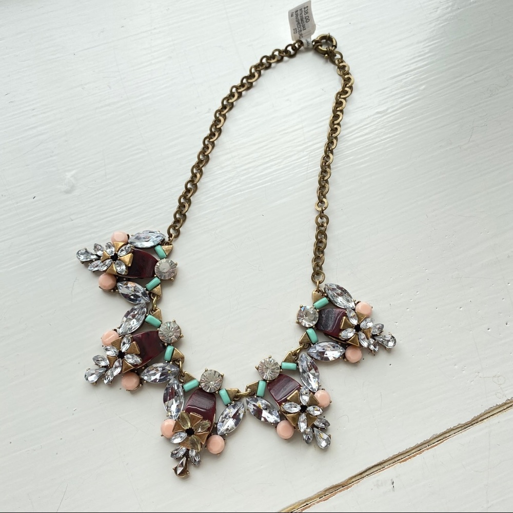 🌻 NWT Brushed Burgundy Brass Pink Turquoise Necklace